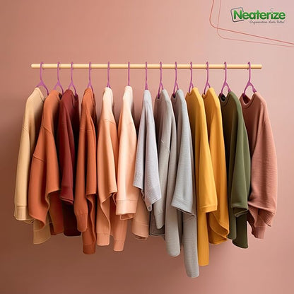 NEATERIZE Clothes Hangers Plastic 50 Pack for Adults - Plastic Hangers, The Perfect Coat Hanger and Space Saving Clothes Hangers for Closet, Percheros Ganchos para Colgar Ropa Hangars - Pink Hangers