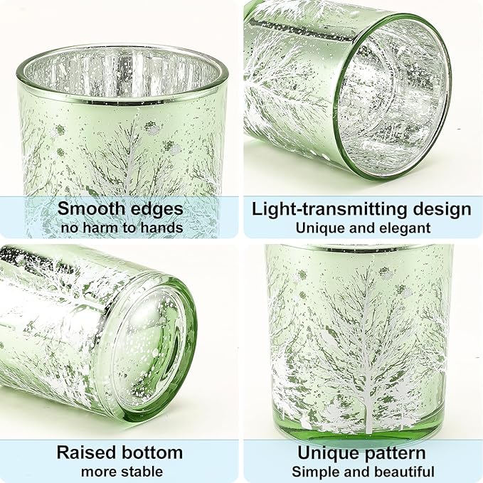 DASITON Makeup Brush Holder Organizer, Crystal Glass Cosmetic Makeup Brushes Storage Holder, Christmas Tree Make Up Brush Cup for Vanity Décor, Small Pen Holders for Desk, Toothbrush Holders (Green)