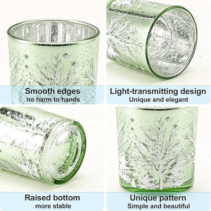 DASITON Makeup Brush Holder Organizer, Crystal Glass Cosmetic Makeup Brushes Storage Holder, Christmas Tree Make Up Brush Cup for Vanity Décor, Small Pen Holders for Desk, Toothbrush Holders (Green)
