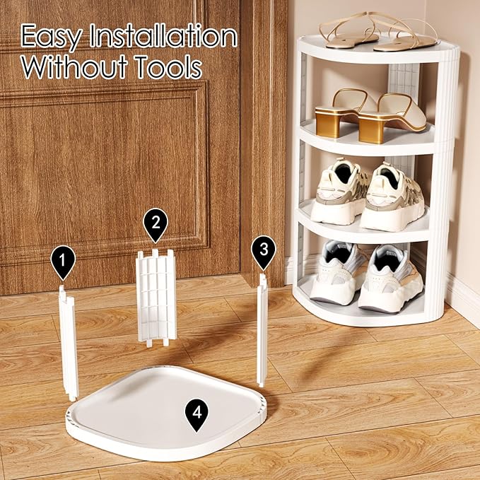 NestOrganix 10 Tiers Free Standing Shoe Racks, Sturdy Narrow Shoe Shelf, Tall Shoe Rack for Closet, Entrance, Living Room, White