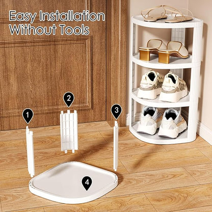 NestOrganix 10 Tiers Free Standing Shoe Racks, Sturdy Narrow Shoe Shelf, Tall Shoe Rack for Closet, Entrance, Living Room, White