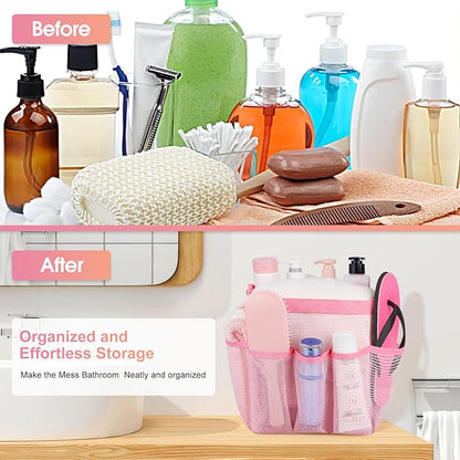 Attmu Mesh Shower Caddy Portable for College Dorm Room Camping Essentials, Shower Caddy Dorm with 9-Pockets, Large Capacity Hanging Basket Bathroom Bag for Toiletry, Swimming, Gym, Camp, Beach