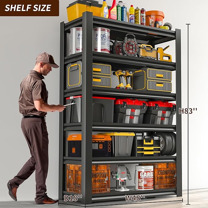 83" Garage Shelving Units and Storage 6 Tier,Heavy Duty Metal Shelves Adjustable,3600lbs Garage Storage Shelves,Sturdy Steel Utility Rack Industrial Tool Shelf for Basement Shop