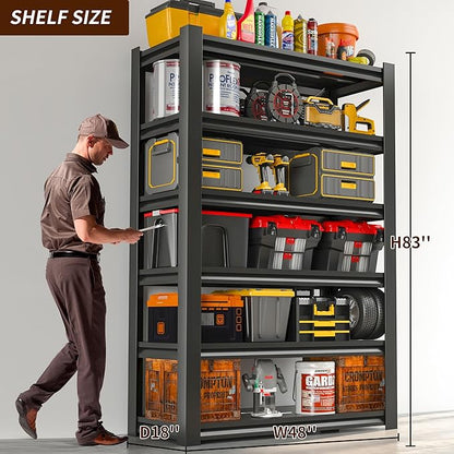 83" Garage Shelving Units and Storage 6 Tier,Heavy Duty Metal Shelves Adjustable,3600lbs Garage Storage Shelves,Sturdy Steel Utility Rack Industrial Tool Shelf for Basement Shop