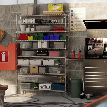 14" Deep x 60" Wide x 96" Height Wire Shelving Kit | 10-Tier | NSF Commercial Storage Rack Unit
