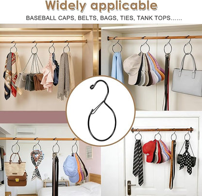 4Pcs Hat Hanger & Belt Hanger with Safety Clip for Closet, Black Baseball Caps Organizer for Closet, Hat Rack for Belt Ties Tank Tops