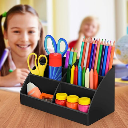 Acrimet Desktop Organizer - Easy Organizer Caddy Holder for Office, Home and School use (Plastic) (Black Color)