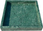 8x8 Natural Marble Vanity Tray: Polished Luxury Square Organizer for Bathroom Kitchen Dresser Makeup Jewelry Coffee Table Home Decor, Dark Green