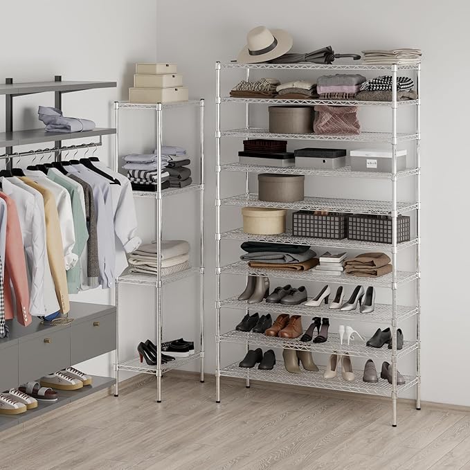 18" Deep x 48" Wide x 86" Height Wire Shelving Kit | 10-Tier | NSF Commercial Storage Rack Unit