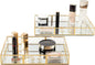 Perfume Tray Vanity Tray with Metal Frame, Gold Tray for Bathroom, Jewelry or Home Decoration 2 Pcs (L+S)
