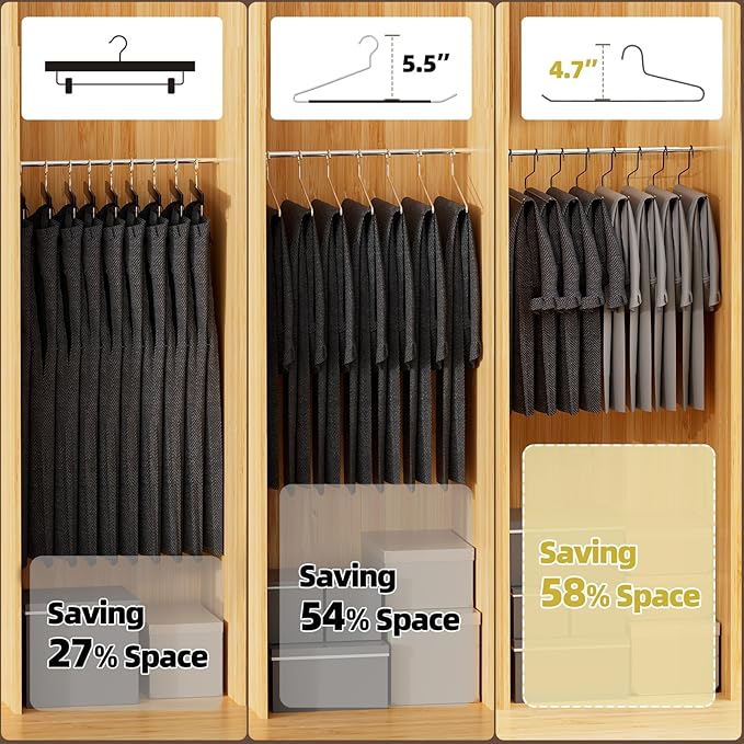 SPECILITE 30 Pack Open Ended Metal Pants Hangers for Jeans, Slacks, Leggings, Towel, Scarf, Heavy Duty & Space-Saving, Black