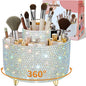 fanado Bling 360° Rotate Makeup Brush Holder Organizer, Makeup Organizers Countertop, Makeup organization and Skincare Storage for Vanity, Gift for Women Girls (Bling dz-White AB)