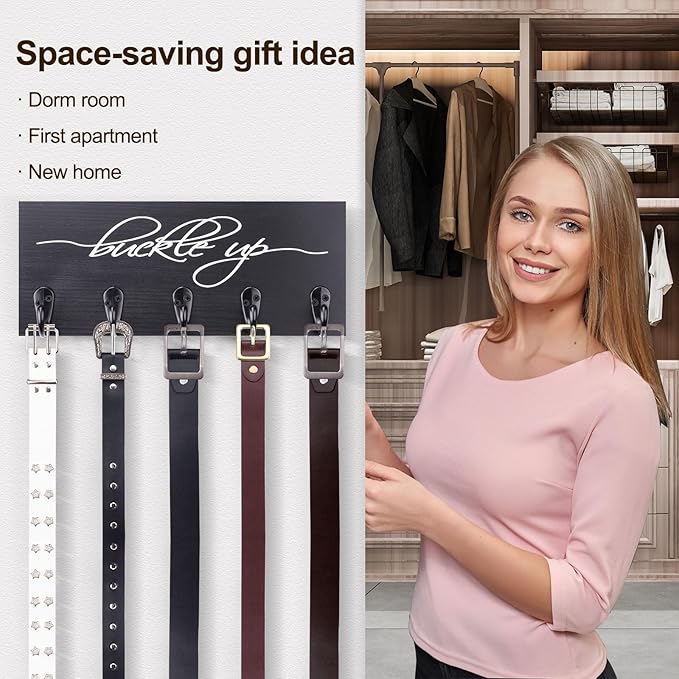 Tie Rack and Belt Organizer for Closet, Wall Mount Belt Hanger and Tie Organizer for Stores and Displays Mens Accessories for Easy Selection and Space Saving Efficiency(11.4" x 4.7")