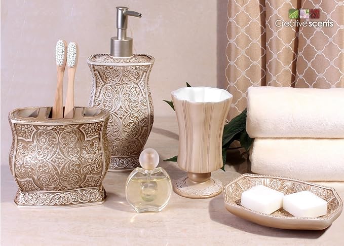 Creative Scents Victoria Soap Dish for Bathroom, Decorative Dry Bar Holder- Durable Resin Design - Best Dishes for Sink/Bath/Shower/Bathtub Décor
