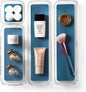 BINO | 4-Piece Drawer Organizer Bin Set - Navy, Small | THE MODULAR+ | Multi-Purpose Storage | Soft-Grip Lining and Non-Slip Rubber Feet | Durable | BPA-Free | Desk Drawer Organizer | Vanity Organizer