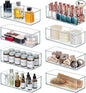 Qilinba 8 PACK Drawer Organizer Bins Bathroom Deep Drawer Silverware Organizers Clear Stackable Storage Bins for Vanity, Pantry, Office, Cabinet, Kitchen Counter Organization and Storage