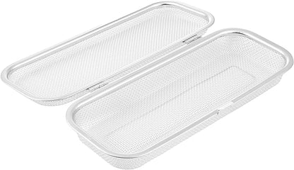 Chopstick Holder for Dishwasher, Kitchen Small utensil organizer for drawer, Mesh 304 Stainless Steel with Lid and Lock, Great accessory for Chopstick or Straw