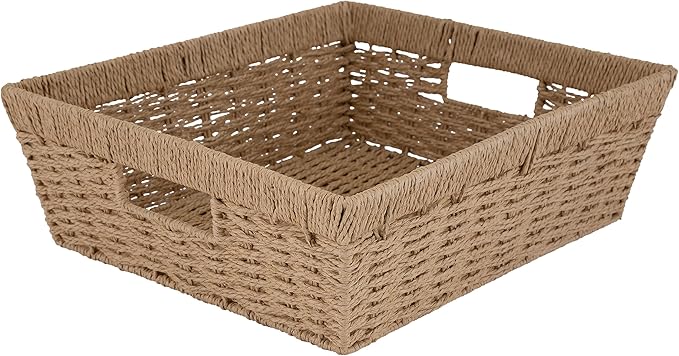 Simplify Large Shelf Storage Basket | Dimensions: 15"x 13"x 5" | Dutch Weave Design | Home Organization | Paper Rope Material | Great For Leaving Spaces | Great for Displaying