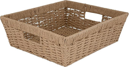 Simplify Large Shelf Storage Basket | Dimensions: 15"x 13"x 5" | Dutch Weave Design | Home Organization | Paper Rope Material | Great For Leaving Spaces | Great for Displaying
