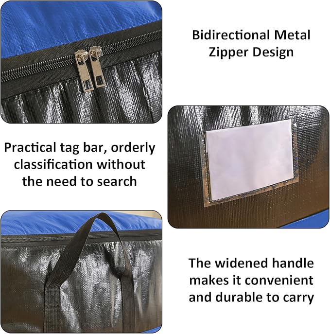 Upgrade Moving Bags Heavy Duty Extra Large,Heavy-Duty Storage Bags – Alternative to Moving Boxes, Plastic Storage Bins, Mattress Bags for Moving & College Essentials (blue, 180L)