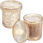 2 Pack Glass Qtip Holder with Lid, Apothecary Jars with Lids, Glass Bathroom Jars for Cotton Ball, Swab, Pads, Floss Picks, Bathroom Accessories Organization and Vanity Organizer (Amber)