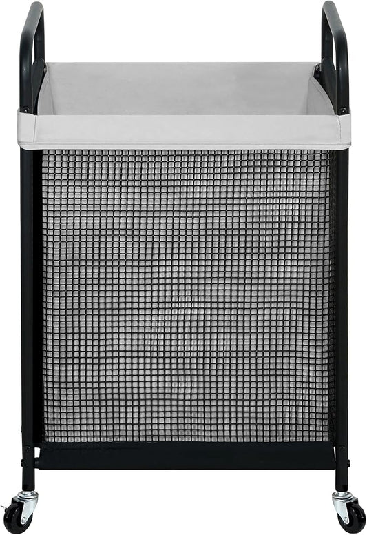 STO STO Laundry Hamper, 90L Rolling Laundry Sorter Cart with Removable and Washable Liner Bag, Clothes Hamper with Wheels and Metal Handle for Laundry Room and Bedroom, Gray