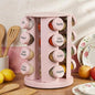 Yungyan Pink Rotating Spice Rack Seasoning Organizer with 16 Empty Jars, Spice Containers Set with Labels and Funnel, Revolving Seasoning Rack for Kitchen Accessories (Stainless Steel,Glass)