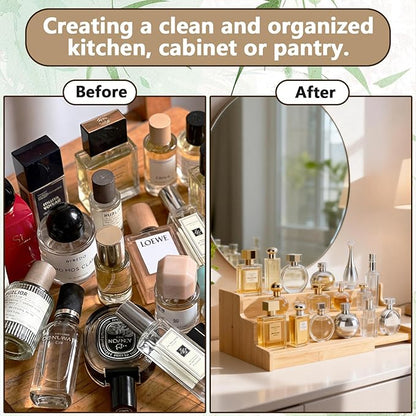 Cologne Organizer for Men, 3-Tier Wooden Perfume Organizer, Adjustable & Extendable Makeup Organizer, Display Stand for Party, Makeup, Figures, Cupcake, Perfume, Dessert, 9.4in-15.7in