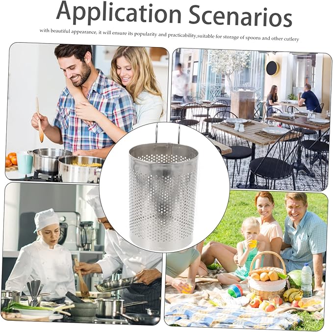 Stainless Steel Hanging Chopstick Holder Kitchen Cutlery Drying Rack Utensil Organizer with Mesh Drainage for Countertop Storage 5.82X3.54X3.54 Inches