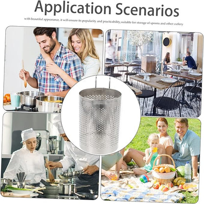 Stainless Steel Hanging Chopstick Holder Kitchen Cutlery Drying Rack Utensil Organizer with Mesh Drainage for Countertop Storage 5.82X3.54X3.54 Inches