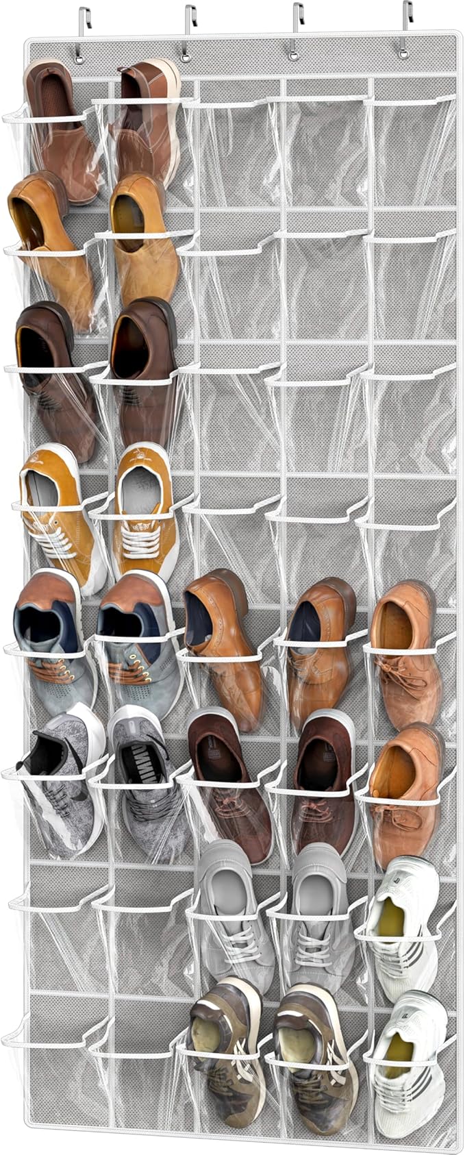 Simple Houseware 40 Large Clear Pockets Over The Door Hanging Shoe Organizer, Gray (75.4'' x 27.25'')