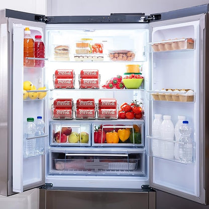 Simple Houseware 8 Pcs Fridge Bin Bundle - 2 Pcs Soda Can Dispenser & 6 Pcs Assorted Fridge Clear Storage Bins