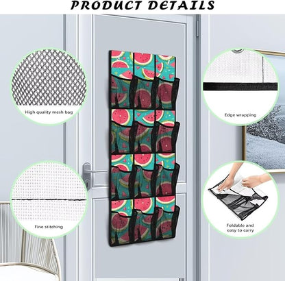 Watermelon Over the Door Shoe Organizer 12 Large Pockets Hanging Shoe Rack for Closet Organizers and Storage Sturdy Oxford Fabric Shoe Hanger
