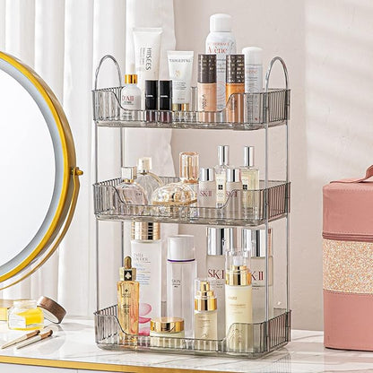 shuang qing 3 Tier Bathroom Counter Organizer Countertop Storage, Cosmetics Skincare Shelf Organizer, Makeup Organizer Perfume for Dresser Vanity Tray, Spice Rack Organizer for Kitchen - Gray