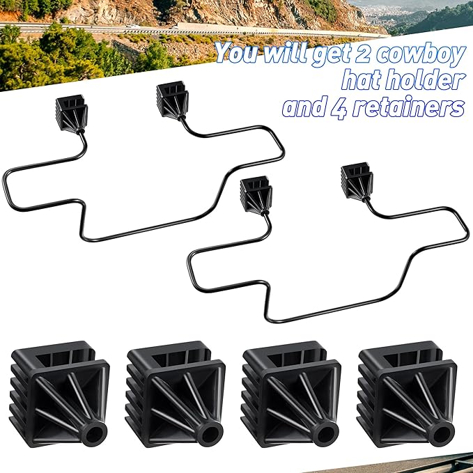 Feekoon Cowboy Hat Rack for Truck, 2 Pcs Hat Holder Rack for Truck SUV, Clothes Coat Hanger for Car Seat Accessories, Black