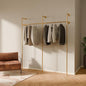 pamo Gold Clothing Rack Wall Mounted – Pipe Closet System in Gold Powder-Coated Steel – 79" W × 87" H, 530 lbs – Boutique, Walk-In Closet & Retail