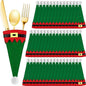Hiboom Christmas Cutlery Holders 50 Pcs Hats Cutlery Holders Set Non Woven Fabric Silverware Storage Bag Santa Tableware Bags for Table Flatware Wine Bottle Xmas Tree Party Dinner