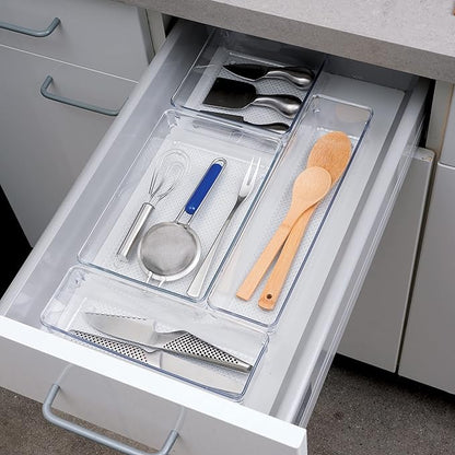 Oggi Clear Drawer Organizer | 6" X 9" | Pack of 2 | For Kitchen & Office | Utensil Storage