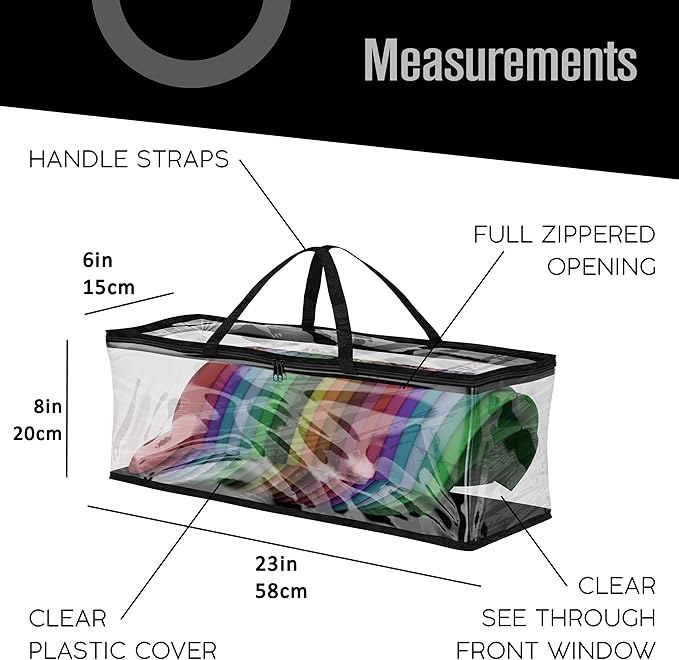 Houseables Baseball Cap Storage Bag, Hat Organizer Case, Cap Holder, Clear Plastic Tote, Black Handles, Moisture & Dust Proof, w/Zipper Closure, Holds up to 22 Hats, Dirt Protection, 23" x 6" x 8"
