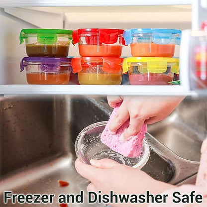 ARSUK 8oz Glass Food Storage Containers with Airtight BPA-Free Lids 6 Pack, 1 Cup Small Glass Freezer Containers for Sauce, Sides, Meal Prep - Reusable & Dishwasher Microwave Fridge Freezer Safe