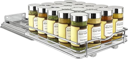 LYNK PROFESSIONAL® Pull Out Spice Organization for Cabinets - 8-3/8 inch Wide – Spice Rack for Inside Cabinets, Slide Out Spice Rack Organizer for cabinet – Pull Out Spice Rack, Sliding 1 Tier Chrome