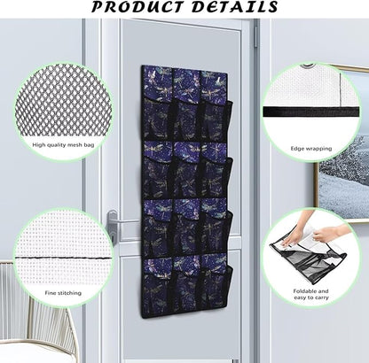 12 Large Pockets Over the Door Shoe Organizer Dragonfly Hanging Shoe Rack for Closet Foldable Shoe Hanger for Space Saving