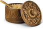 Mie Creations Rustic Salt Box Cellar with Hand Carved Lid & Spoon, Wooden Salt Pinch Bowls | Wood Salt Pepper Keeper, Spice Bowls for Cooking, Sugar Holder for Kitchen, Christmas Thanksgiving Decor