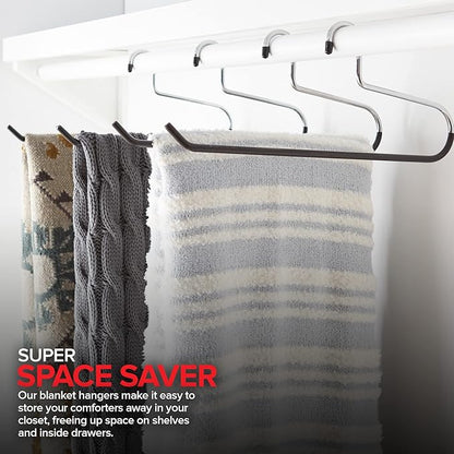 Blanket Hangers (12 Pack) - Stainless Steel Quilt Hangers with Vinyl Non-Slip Coating - Holds Up to 40 Lbs - Heavy Duty for Closet Storage, Comforters, Bedding, Towels, Rugs - Stock Your Home