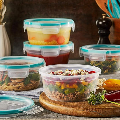 Snapware Plastic Total Solutions (5-Pack, 3.8 Cup) Food Storage Containers Set, Airtight & Leakproof Plastic Locking BPA-Free Lids, Freezer Dishwasher Microwave Safe