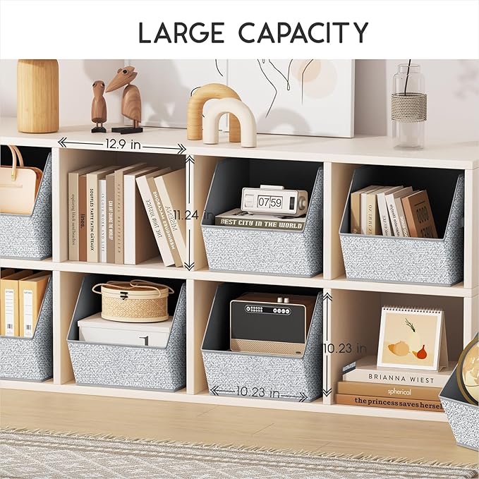 Homsorout Large Closet Storage Cubes - Closet Storage Bins with Dual Handles for Clothes, Towels, Toys, Shelf Organizer Bins for Bedroom, Nursery, Shelves, Small Spaces, Ant Light Gray, 3 Pack