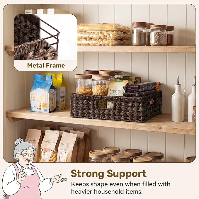 GRANNY SAYS Wicker Storage Baskets for Shelves, Wicker Basket for Organizing, Decorative Basket, Woven Baskets for Pantry Storage, Brown, 1-Pack