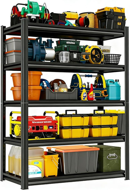 5-Tier Garage Shelving Heavy Duty, 3000LBS Metal Shelving Unit, Adjustable Garage Storage Shelves, Easy Assembly Steel Shelving, Utility Storage Rack Shelf for Warehouse, 77.4”H*39.4”W*15.7”D
