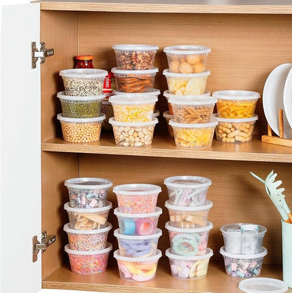 AOZITA 64 Sets 16 oz Plastic Deli Containers With Lids, Airtight Food Storage Containers, Freezer/Dishwasher/Microwave Safe, Takeout Meal Prep Storage