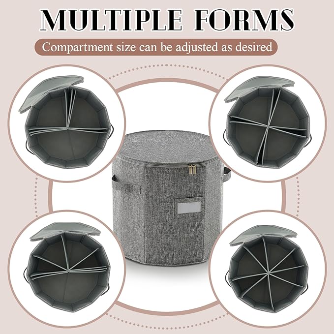 Ripeng 2 Pack Round Shoe Organizer for Closet, Cylindrical Shoe Storage Organizer with Removable Dividers and Lid, Foldable Closet Container Round Compartment Bins for Home (D14 X H13.2,Fan Shapped)